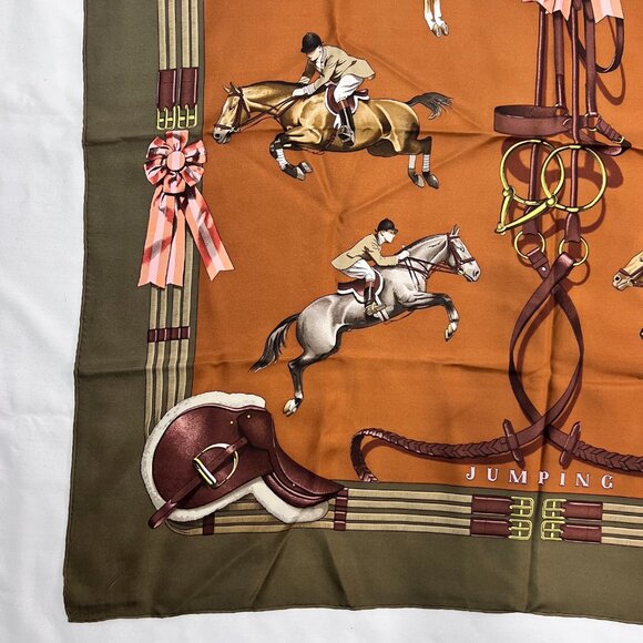 RARE VTG HERMES "Jumping" Silk Scarf by Phillipe Ledoux - Picture 4 of 10